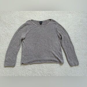 Eileen Fisher silk and linen blend grey knit sweater, sz XL (feels like sz M)